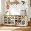Banc de rangement pour chaussures Farmhouse, banc de rangement pour chaussures d'entrée, compartiments à chaussures en bois élargis, bancs à chaussures pour vestiaire, salon, blanc antique-647780019-654298448