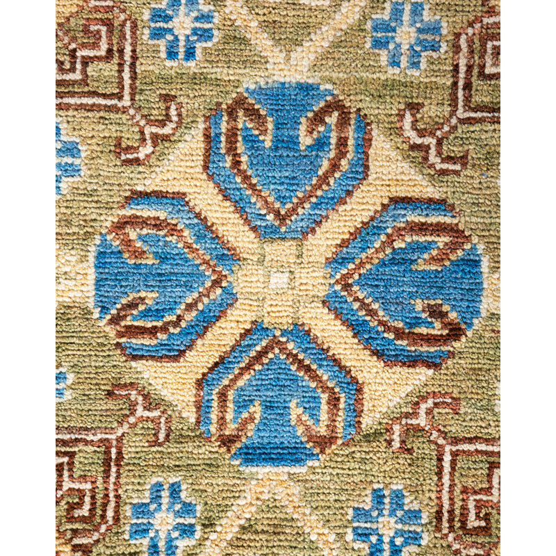 Ivory Floral Khotan Silk Road Tribute Hand-Knotted Wool Rug 9' x 12'