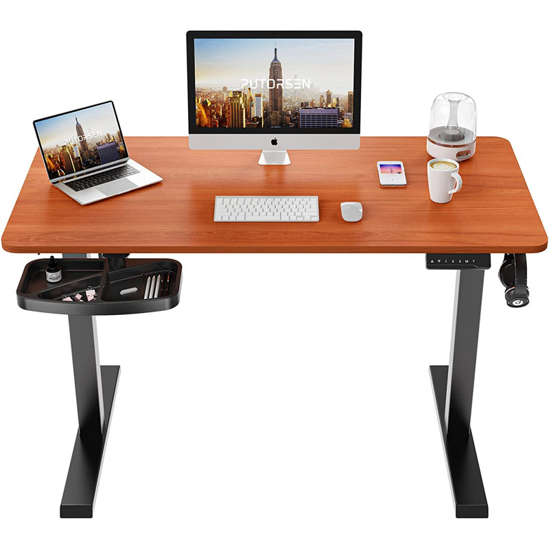 Bureau debout Dafny, Noyer foncé/noir