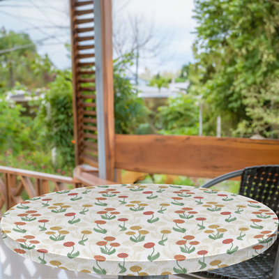 East Urban Home Dahlia Fitted Round TableclotBurnt Orange Mustard 82442