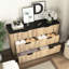 Armoire de rangement multifonctionnelle à six tiroirs avec présentoir de table, 47,2 x 15,7 x 29,6 pouces, glissières lisses, coins arrondis, idéale pour la présentation