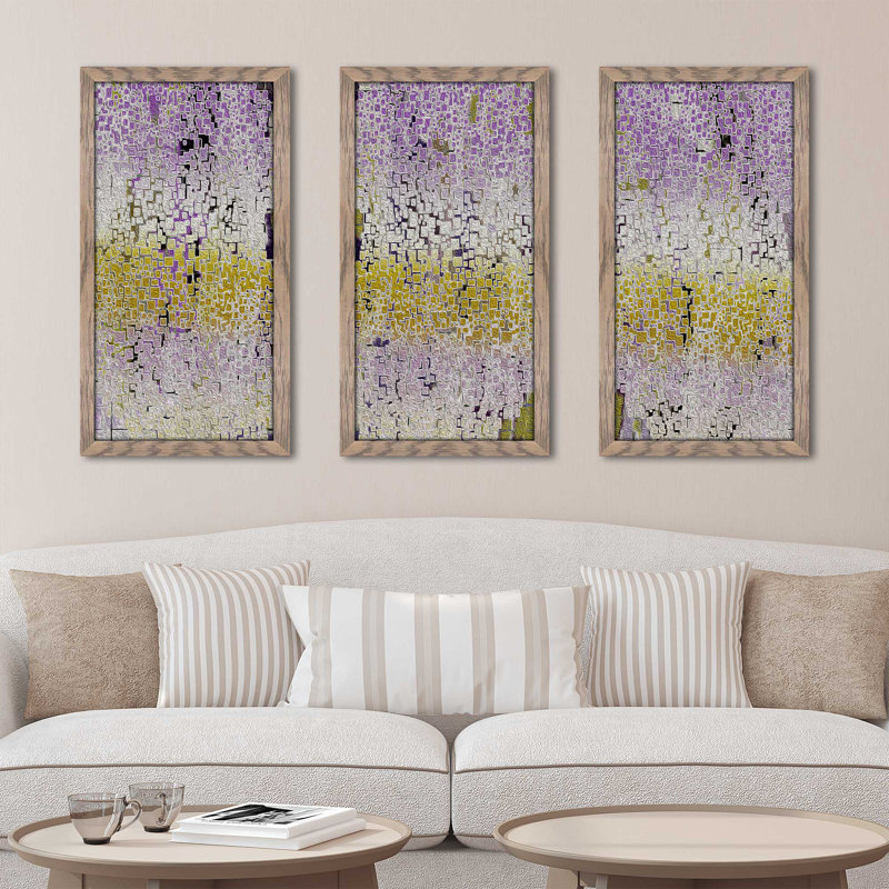 « illusion yell asolo », ensemble de 3 reproductions d’impressions encadrées, L 52,5 po x H 33,5 po x P 1 po, Encadré gris