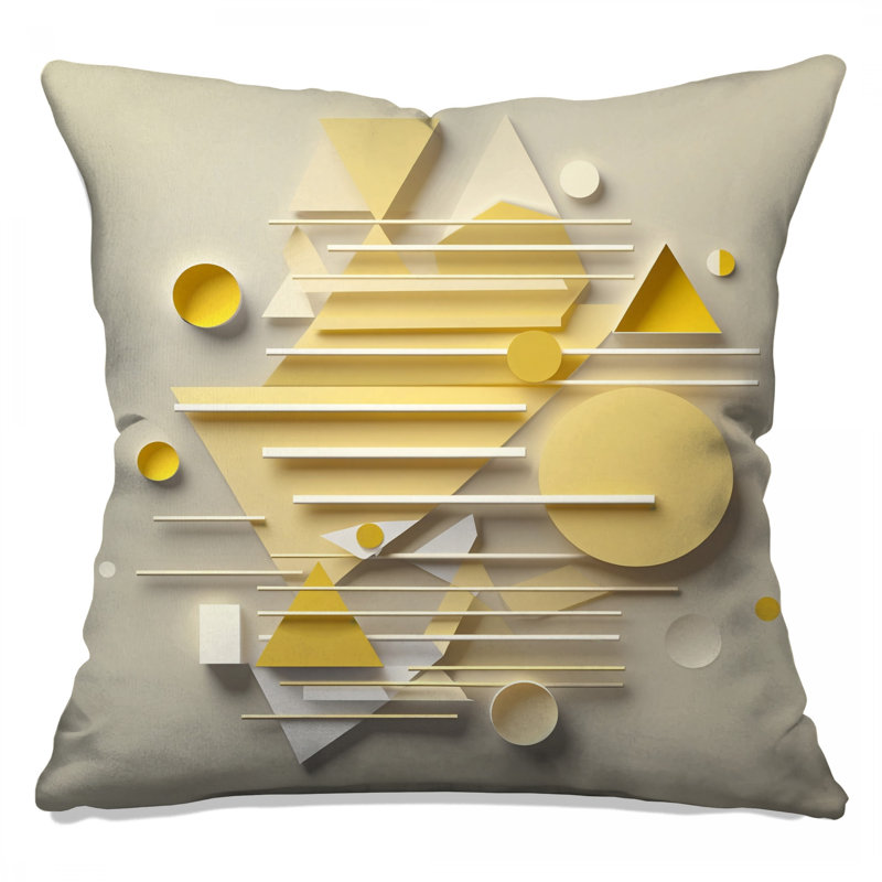 Coussins décoratifs à formes géométriques jaunes, 16 x 16 pouces