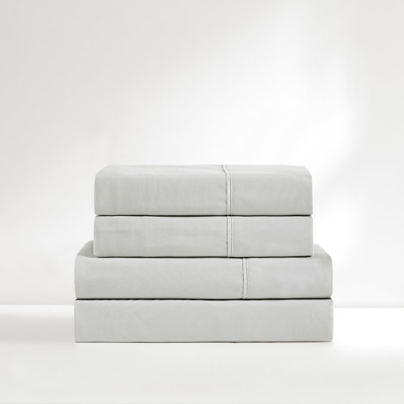 Verona Solid Sheet Set, Gray, Twin Extra Long Sheet Set with 2 Pilowcases
