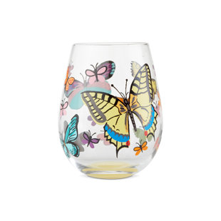 Lolita Leopard Handpainted Stemless Wine Glass, 20 oz.