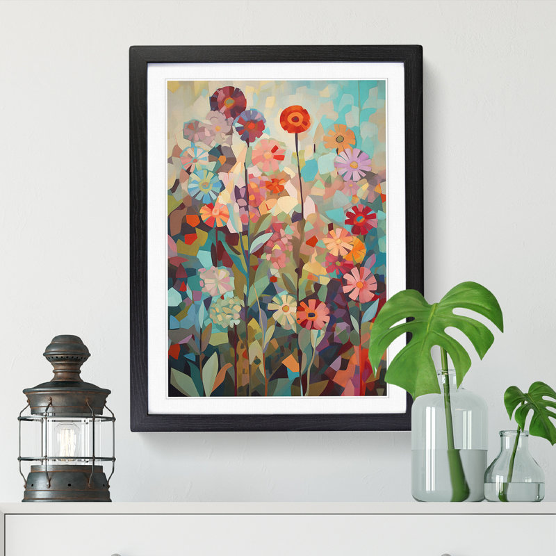 Modern Flowers Orphism Vol.7 - Picture Frame Print, 46cm H x 34cm W x 2cm D, Oak