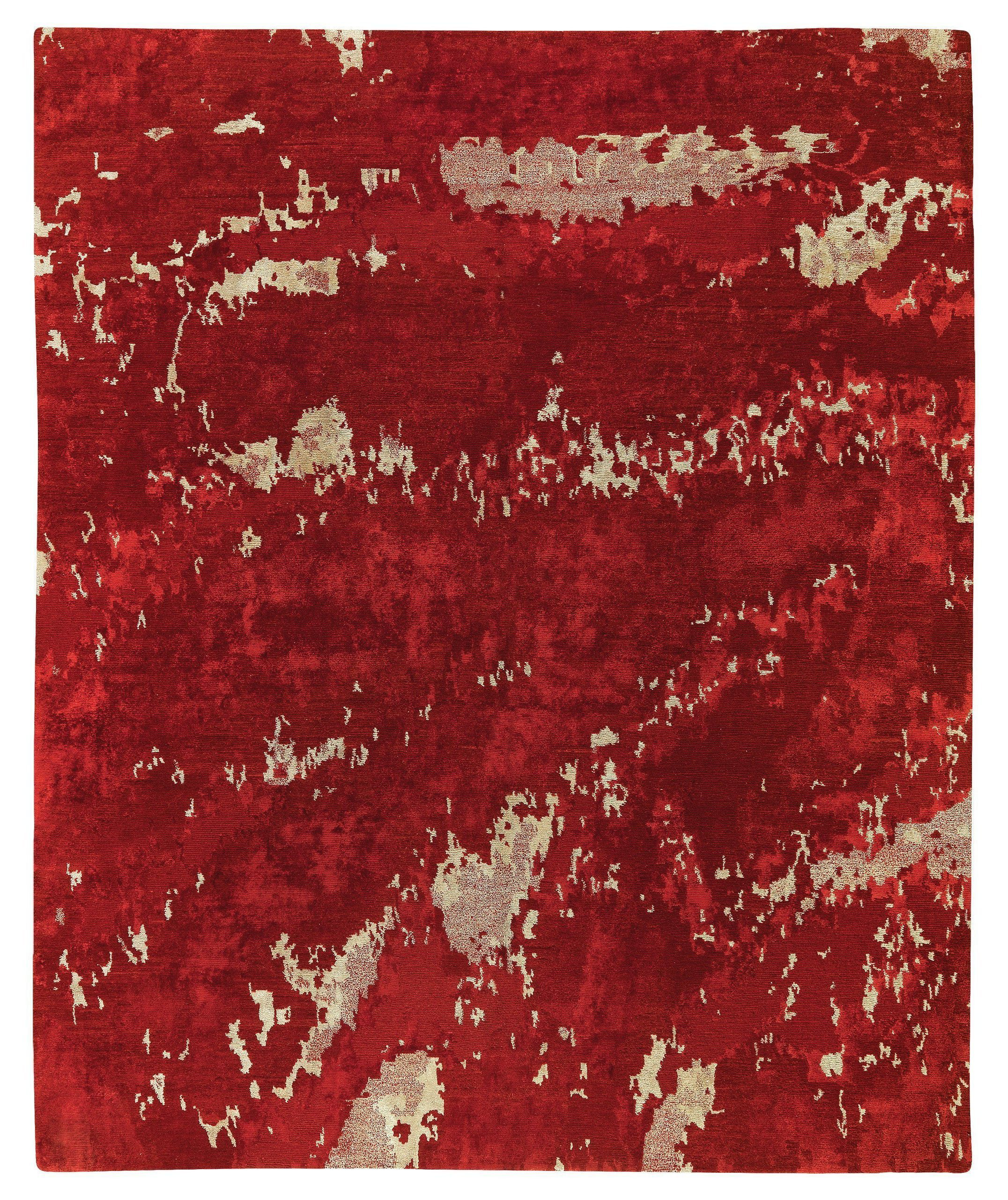 Tenafly Rugs Tufenkian Butterfly Abstract Hand Knotted Bamboo Slat/Seagrass Red ...