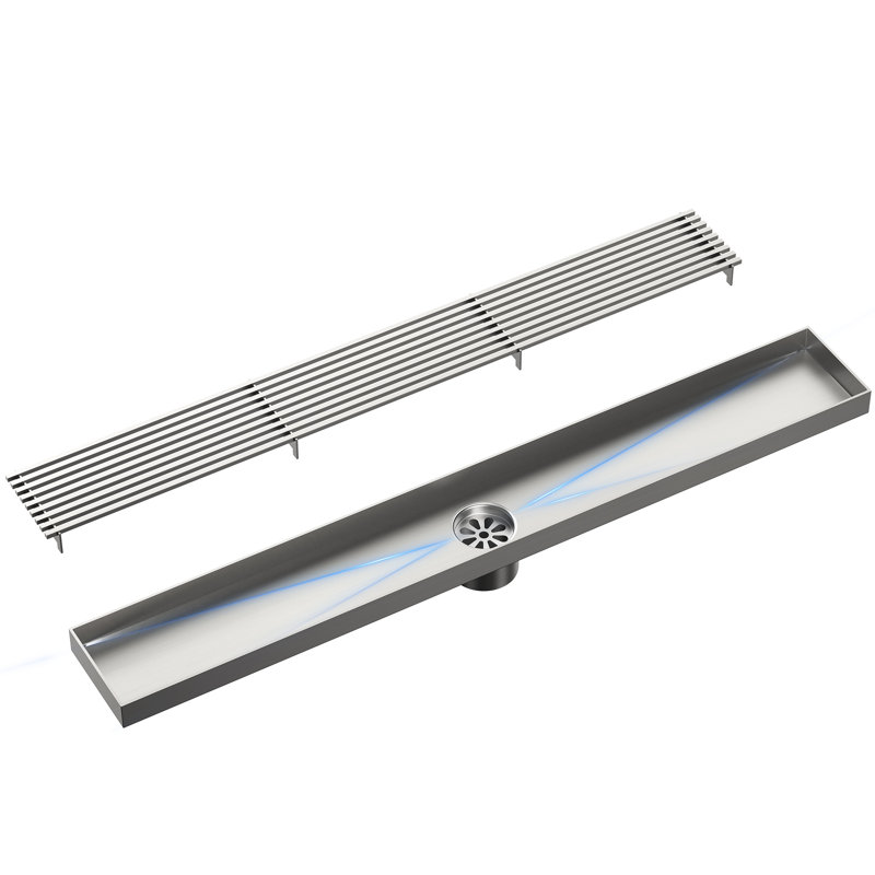  Garniture de drain de douche 23,62 po x 3,15 po, Nickel brossé