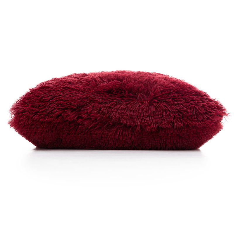 Maroon 18" x 18" Shaggy Faux Fur Throw Pillows Set