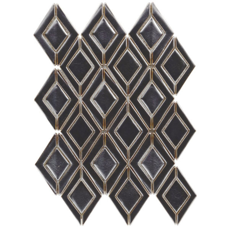 Nabi Jewel 3D Glossy Glass Mosaic Tile, Gunmetal Gray