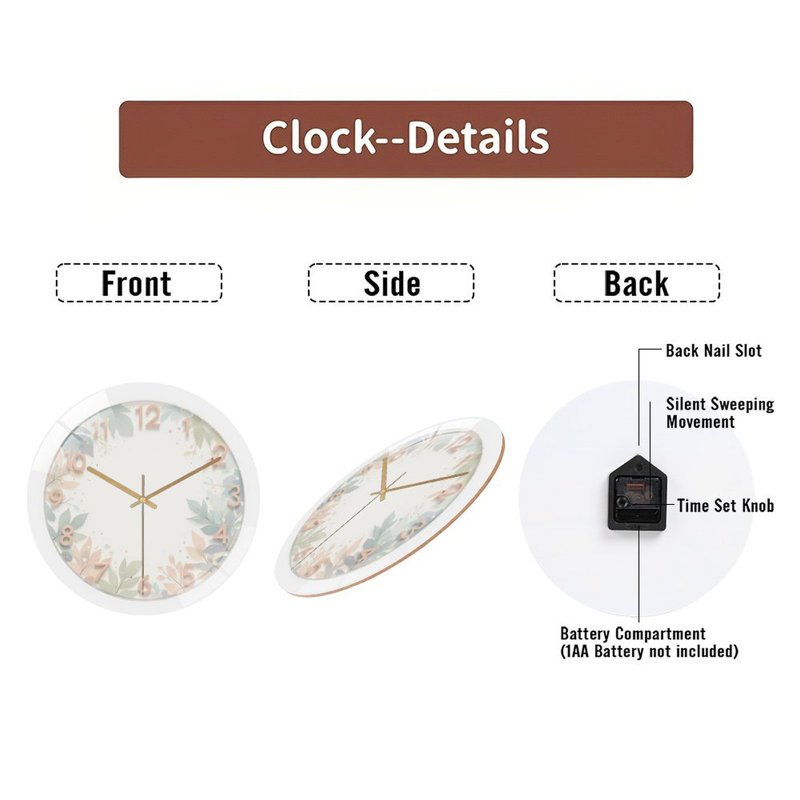 Horloge murale horloge murale en verre 12 po
