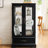 Vintage Retro Glass Display With 2 Adjustable Shelves And Metal Handle, Black, For China At Home Lighted Curio 3 - Tip Feature, Office Showcase