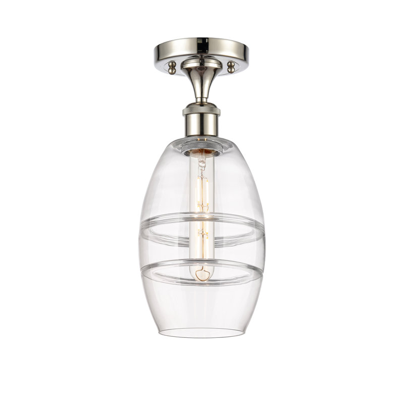 Plafonnier semi-encastré 1 lumière Ballston - Abiagael, H 9,38 po x l 5,88 po x P 5,88 po, Transparent, Nickel poli