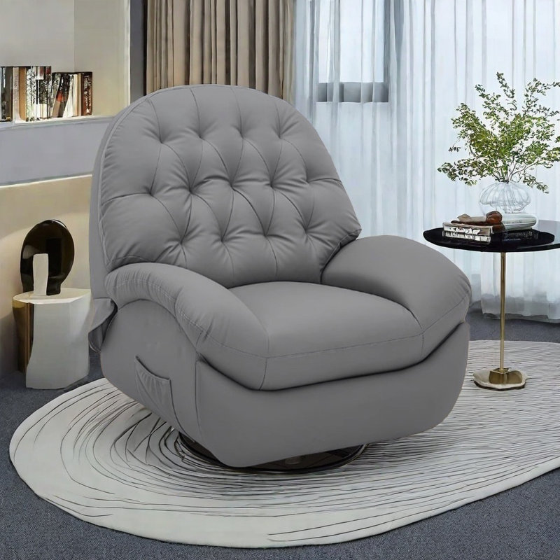 Fauteuil inclinable pivotant en similicuir Nervie, Gris clair