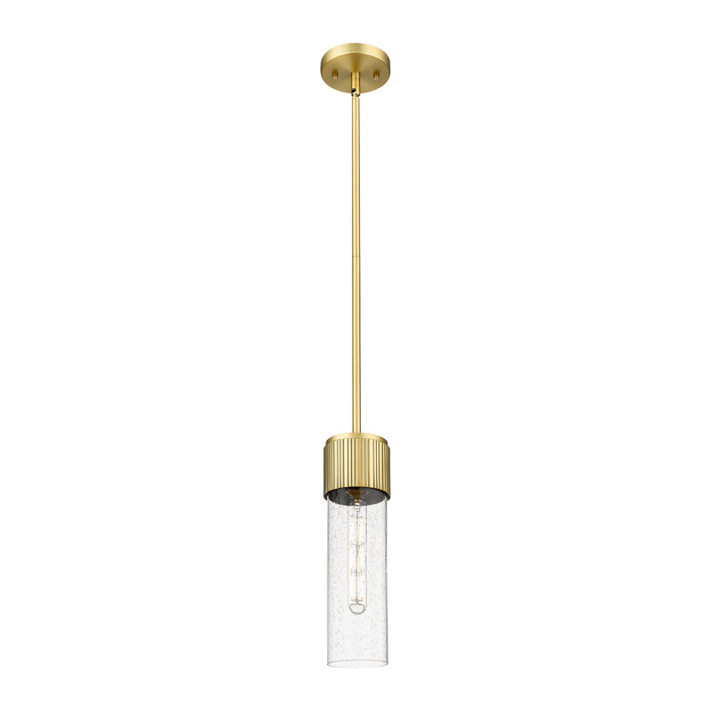 Maiza 1 - Light Single Drop Pendant Pendant, Brushed Brass, 13.5" H x 4" W x 4" D, Seedy