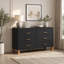 Commode de rangement moderne à 6 tiroirs avec poignées en métal et pieds en bois massif pour chambre d'enfant-549416433