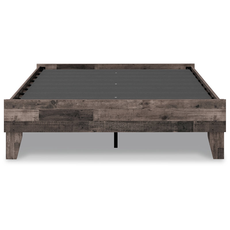 Lit plateforme Nolanville, Lit double , Brun