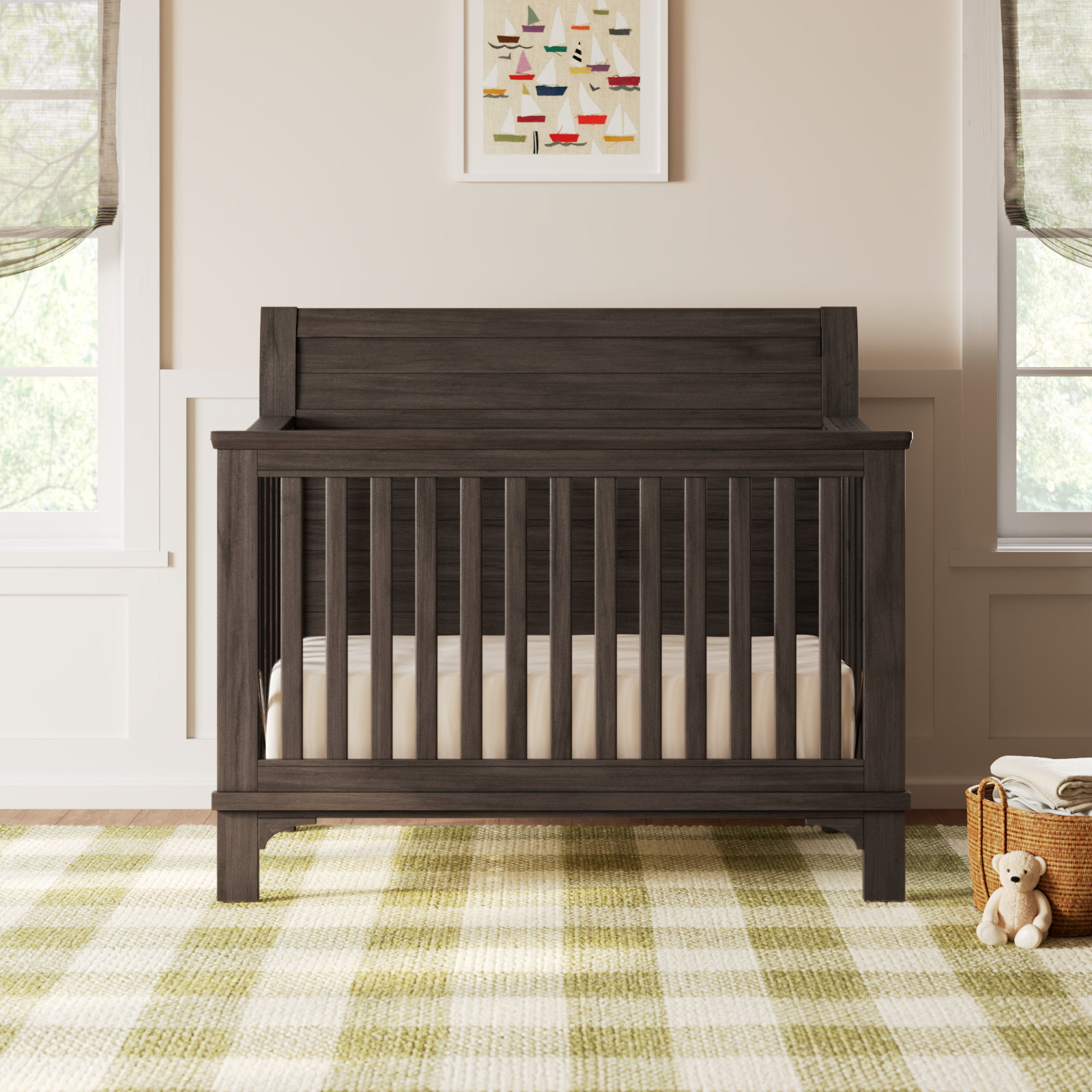 Mabank 3 -in-1 Convertible Crib, River Rock Brown