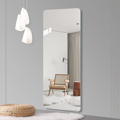 Rounded Corner 56"X15" Inch Full Body Mirror For Bedroom - 5Mm Silver Mirror, -Proof, , Reliable Usage Cloakroom Modern Style