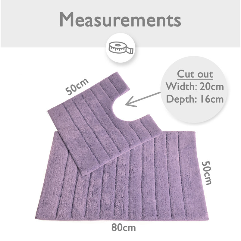 Mirianna Linear Ribbed Two Piece Bath Mat Set, Heather
