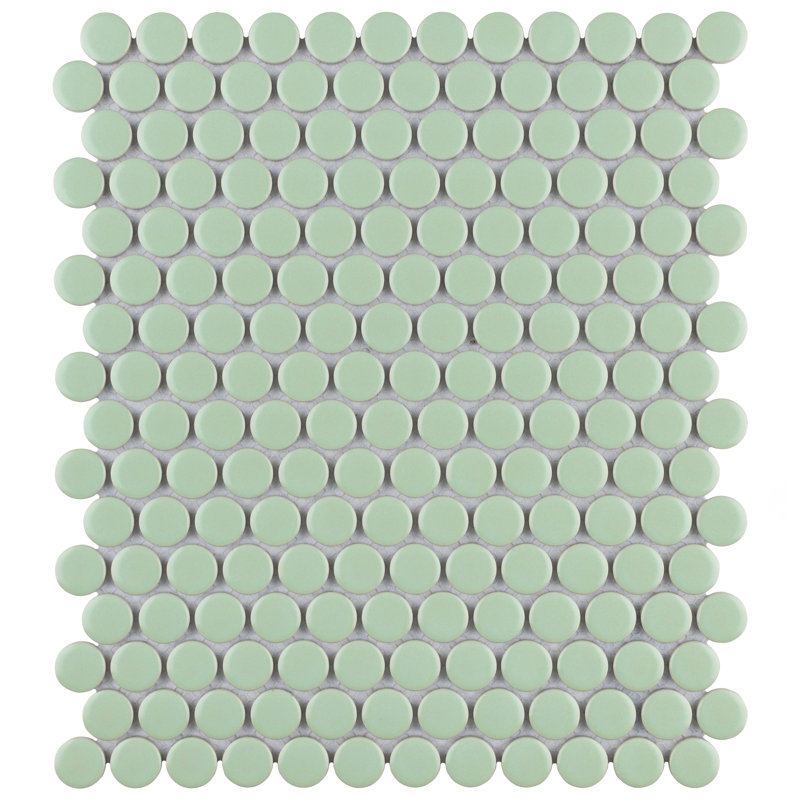 Metro Penny 9-3/4 in. x 11-1/2 in. Porcelain Mosaic Floor and Wall Tile, Light Green
