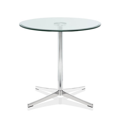 Axium Table Round Glass Top Metal Base Dining Table
