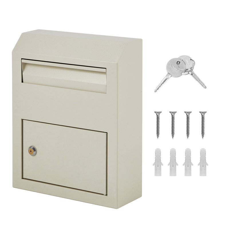 Metal Drop Box, Wall-mounted, 11x30.5x38cm, white