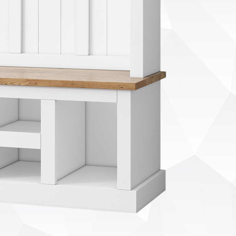 Portemanteau moderne avec banc, 13 compartiments et portemanteau Modern, Blanc