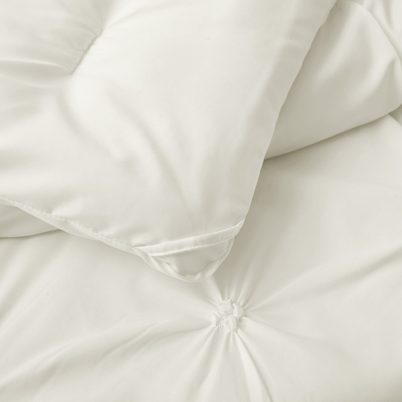  Ensemble d'édredon 3 pièces en microfibre grise, Édredon simple + 1 taie d'oreiller supplémentair, Crème