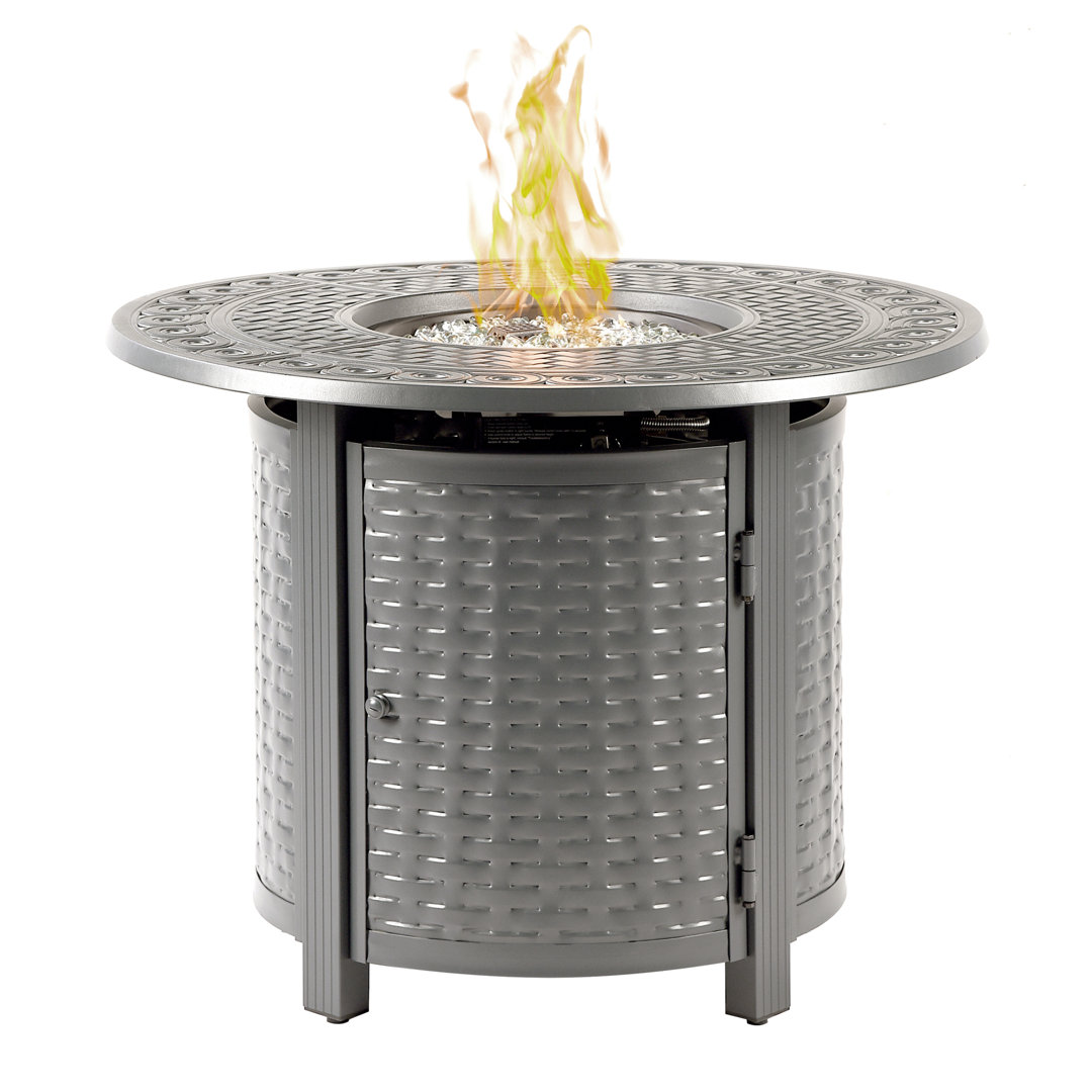Eastpointe Round Aluminum Propane Smokeless Fire Pit Table with Hidden Fuel Tank World Menagerie 