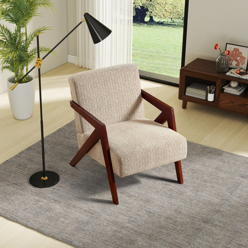 23.8'' Wide Modern Upholstered Soft Arm Accent chair With Solid Wood Legs (Set of 8), Mocha Brown