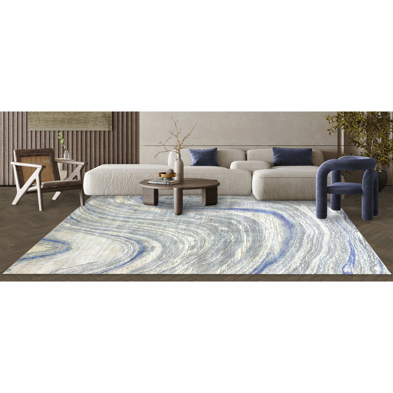 Canterbury Hand Woven Silk Abstract Area Rug, Rectangle 8' x 10'
