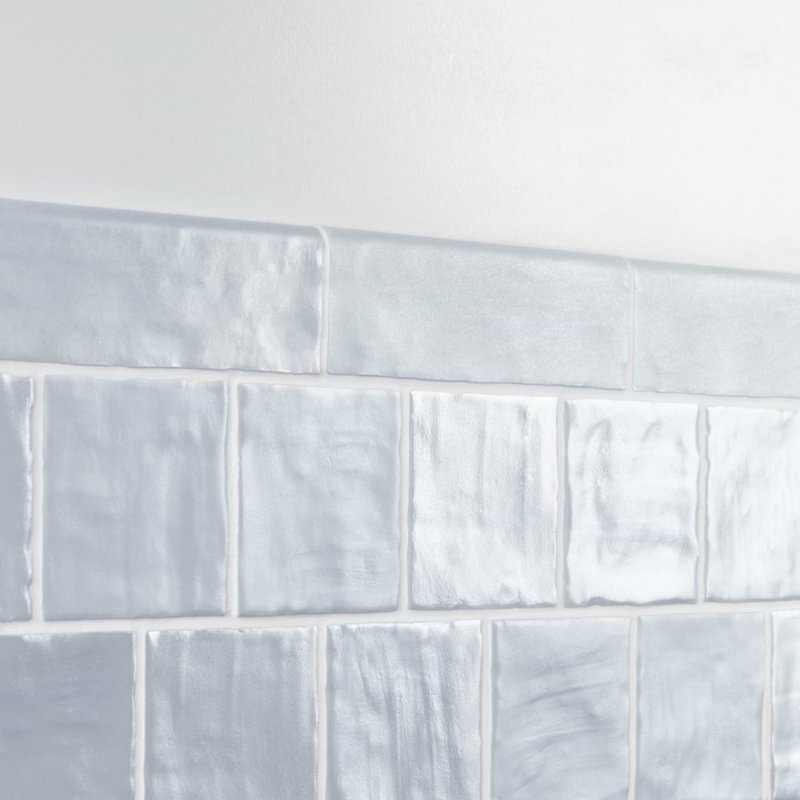 Montauk 2x8 Glazed Ceramic Bullnose Tile Trim, Sky Blue