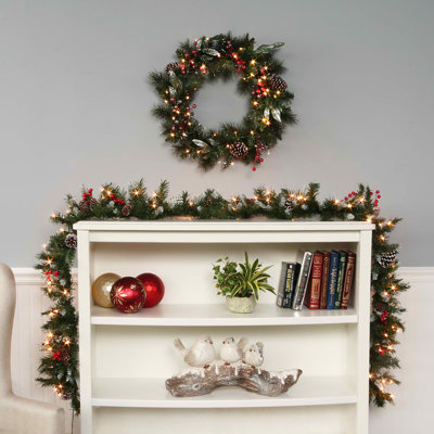 Frosted Berry Faux Lighted Berry Wreath