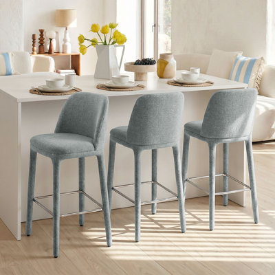 Tabouret de comptoir moderne entièrement rembourré en tissu de 26,5 pouces (ensemble de 3)