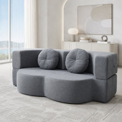 2-in-1 Folding Foam Sofa Bed with Pillow – No Assembly