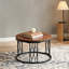 Table basse ronde en panneau de fibres à densité moyenne, 27,5 pouces, grain de bois de noyer, structure en acier noir mat, salon-129876242