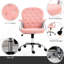 Chaise de bureau rose en molleton avec boutons, hauteur de siège réglable et pivotement à 360 °, coussin de détente rembourré et inclinable, assise confortable