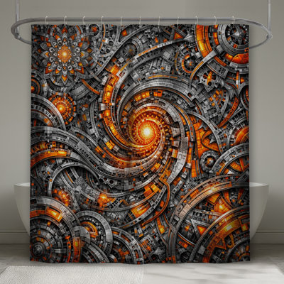 Intricate Spiral Machinery Shower Curtains Extra Long