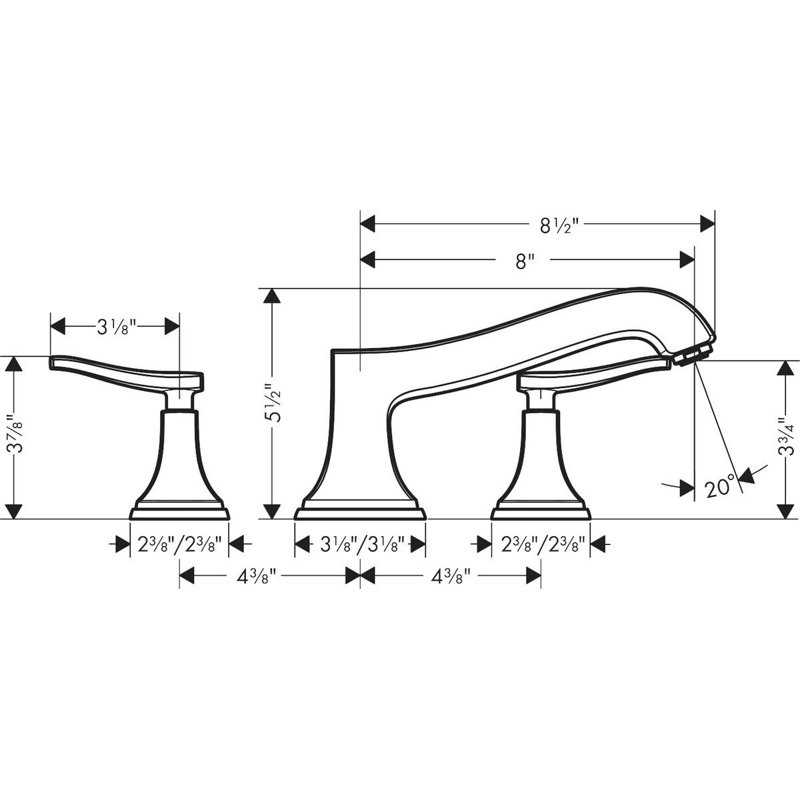 Hansgrohe Metropol Classic 3-Hole Roman Tub Set Trim Only, Polished Nickel, Cross Handle