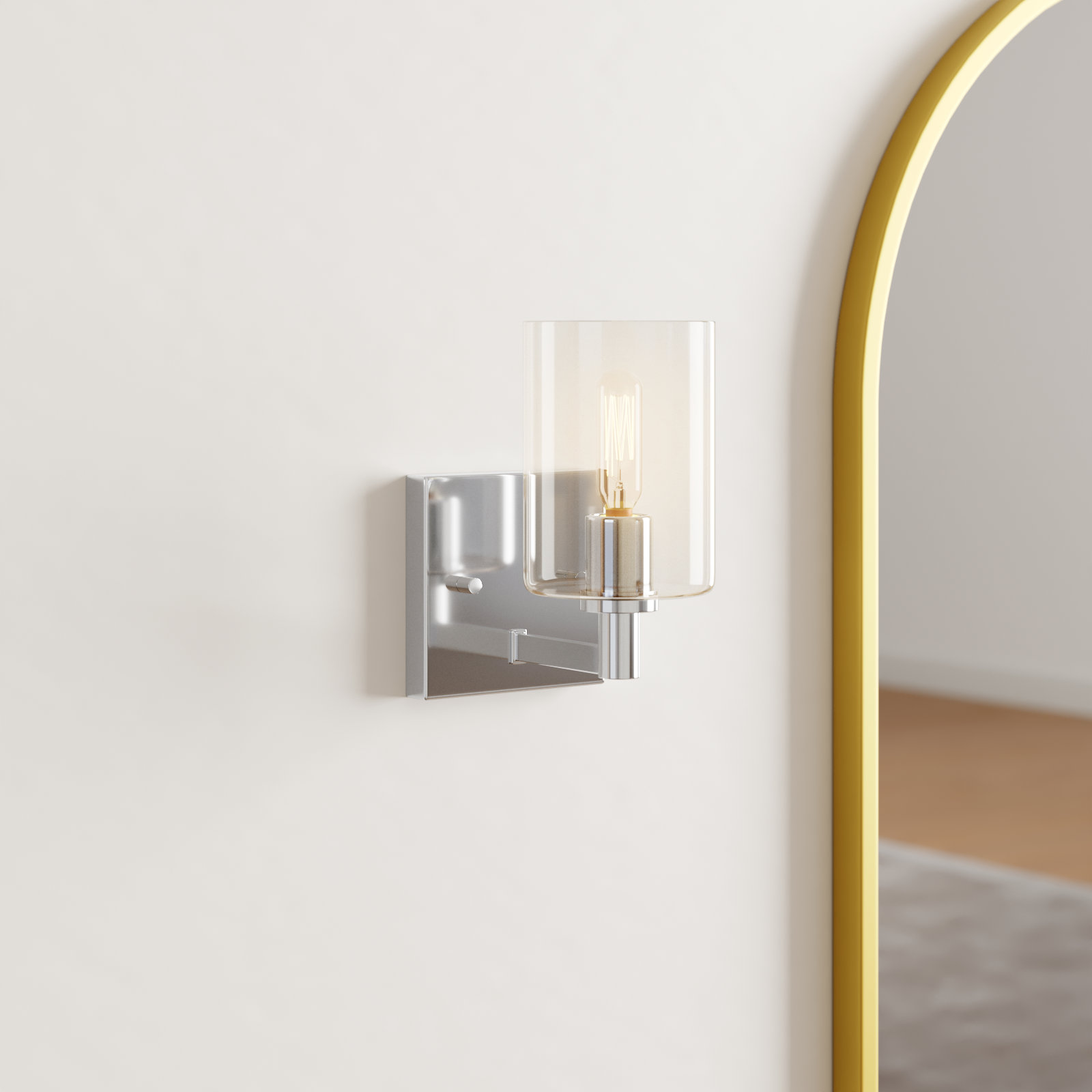 Haines Single Transparent Dimmable Bath Sconce, Chrome