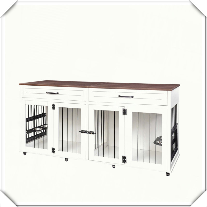 Cage pour chien robuste en bois avec double porte