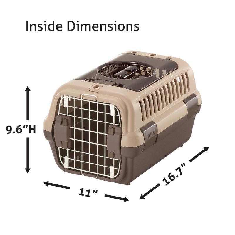 Small Brown Double Door Pet Carrier with Clear Top