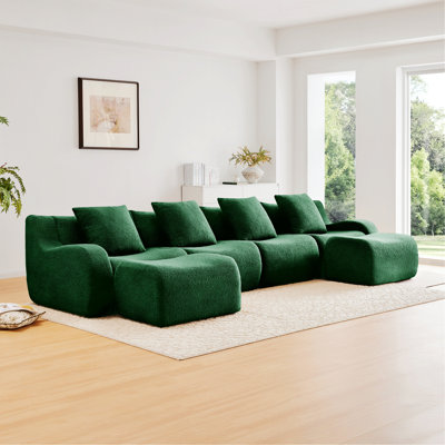 Canapé d'intérieur, canapé en forme de U avec tissu en peluche, sans assemblage, accoudoir incurvé, conception antidérapante pour les études et les salons