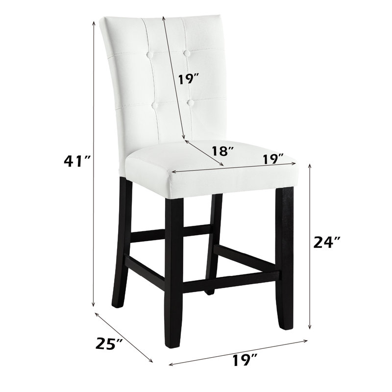 Hussein Upholstered Counter Height Chair in White and Black (Set of 2)