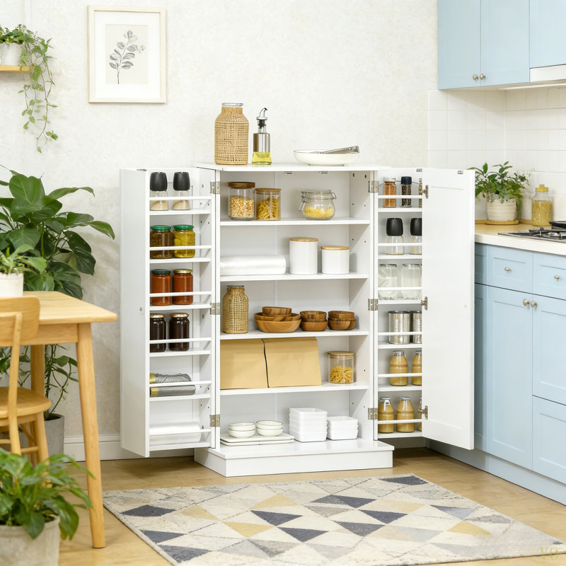 Rangement réglable à 5 niveaux, garde-manger, pour la cuisine, tablettes de porte, portes doubles, Gris