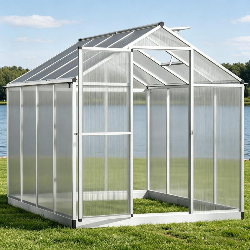 Serre d'hiver en polycarbonate avec évent pour toiture et gouttière H 8 pi x l 6 pi Winter