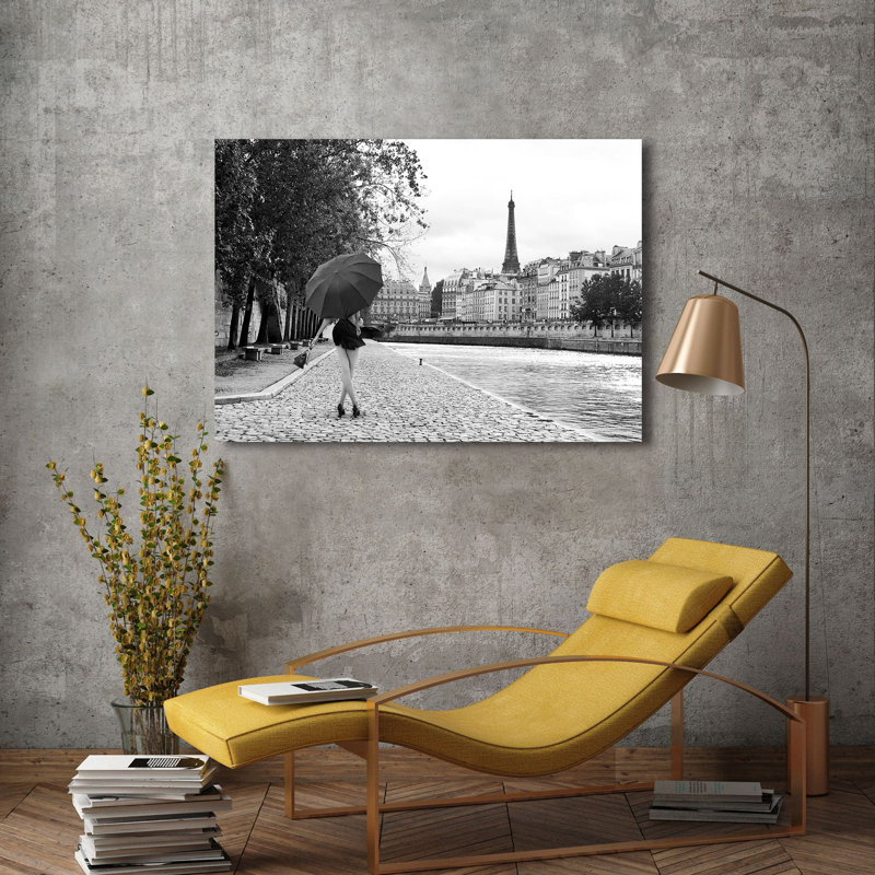 3AP6271 Quay of the Seine (BW) 1 Piece Wrapped Canvas Wall Art, 50cm H x 70cm W x 4cm D