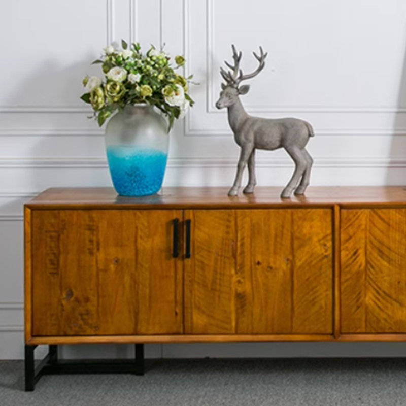 Meuble télé en bois massif rétro au design simple, 62.99"