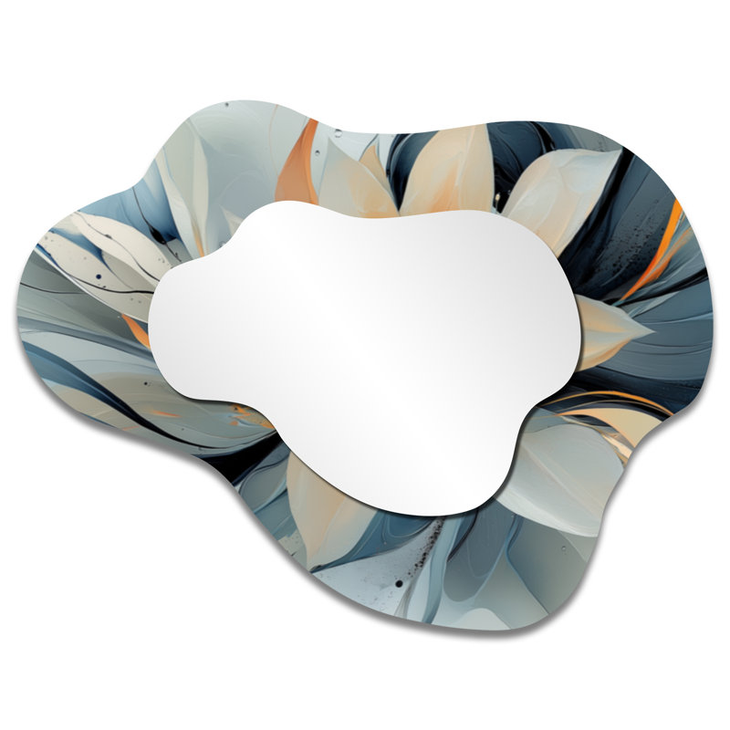 Aqua Dahlia Flowers Blossom In Layers I - Dahlia Cloud Decorative Wall Mirror, Traditional Vanity Mirror, Printed on Metal